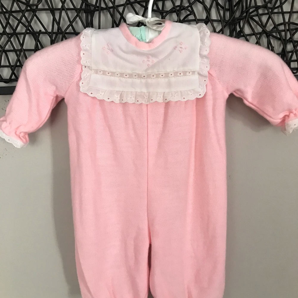 Vintage Pink Sweater Romper 6/9mon